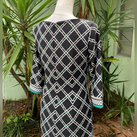White House Black Market Black White Green Dress - Picture 10 of 12
